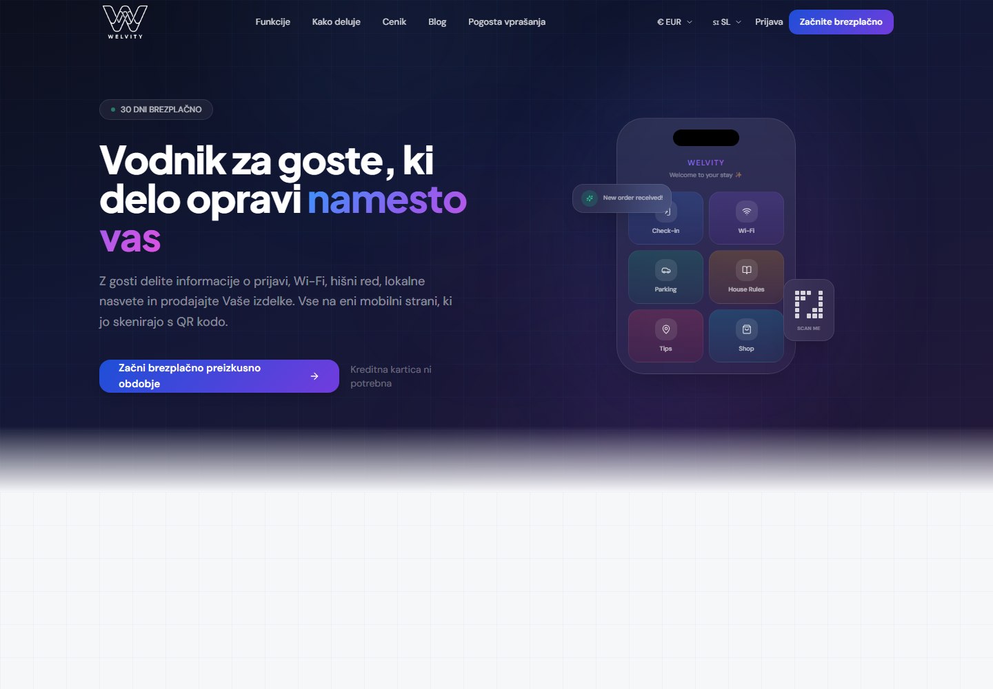 Začetna stran projekta Welvity